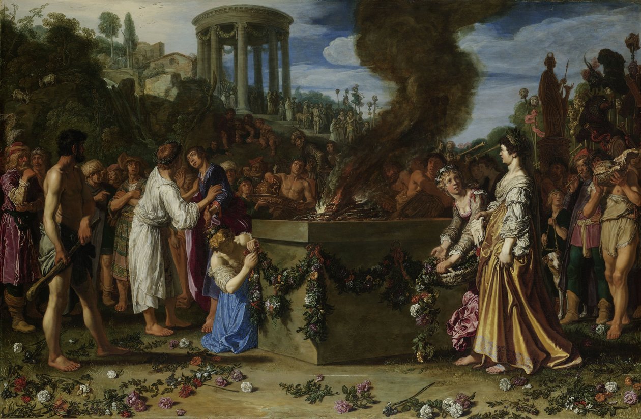 Orestes och Pylades disputerade vid altaret, 1614 av Pieter Lastman