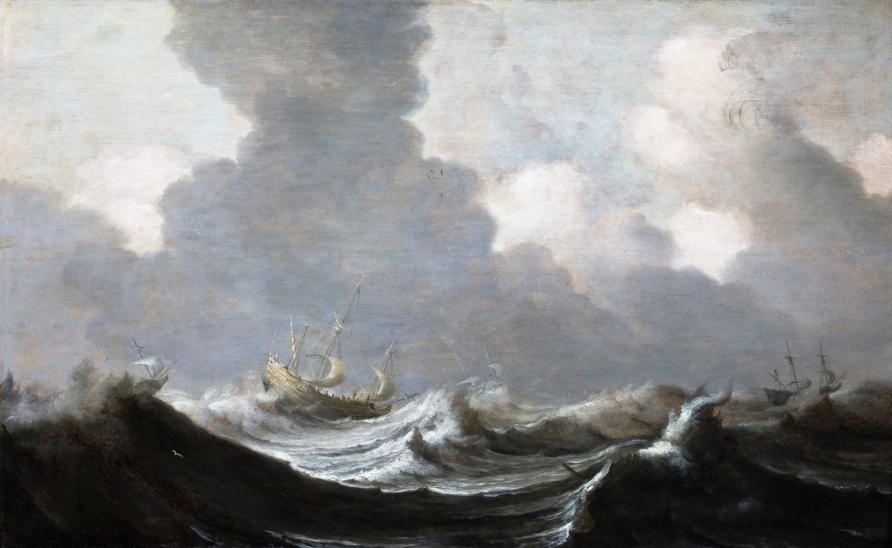 Four Vessels Running Before a Gale av Pieter Mulier the Elder