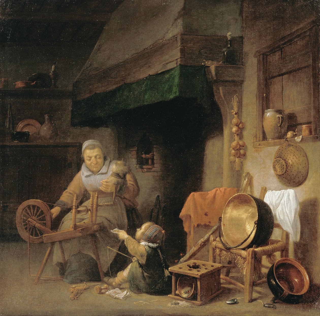 Woman Spinning av Pieter de Nys