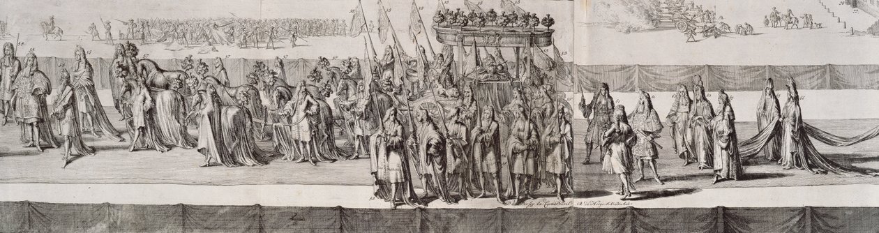 Drottning Mary II:s begravningsprocession (1662-94) detalj av kistan, graverad av Romeyn de Hooge (1645-1708) 1695 av Pieter Persoy