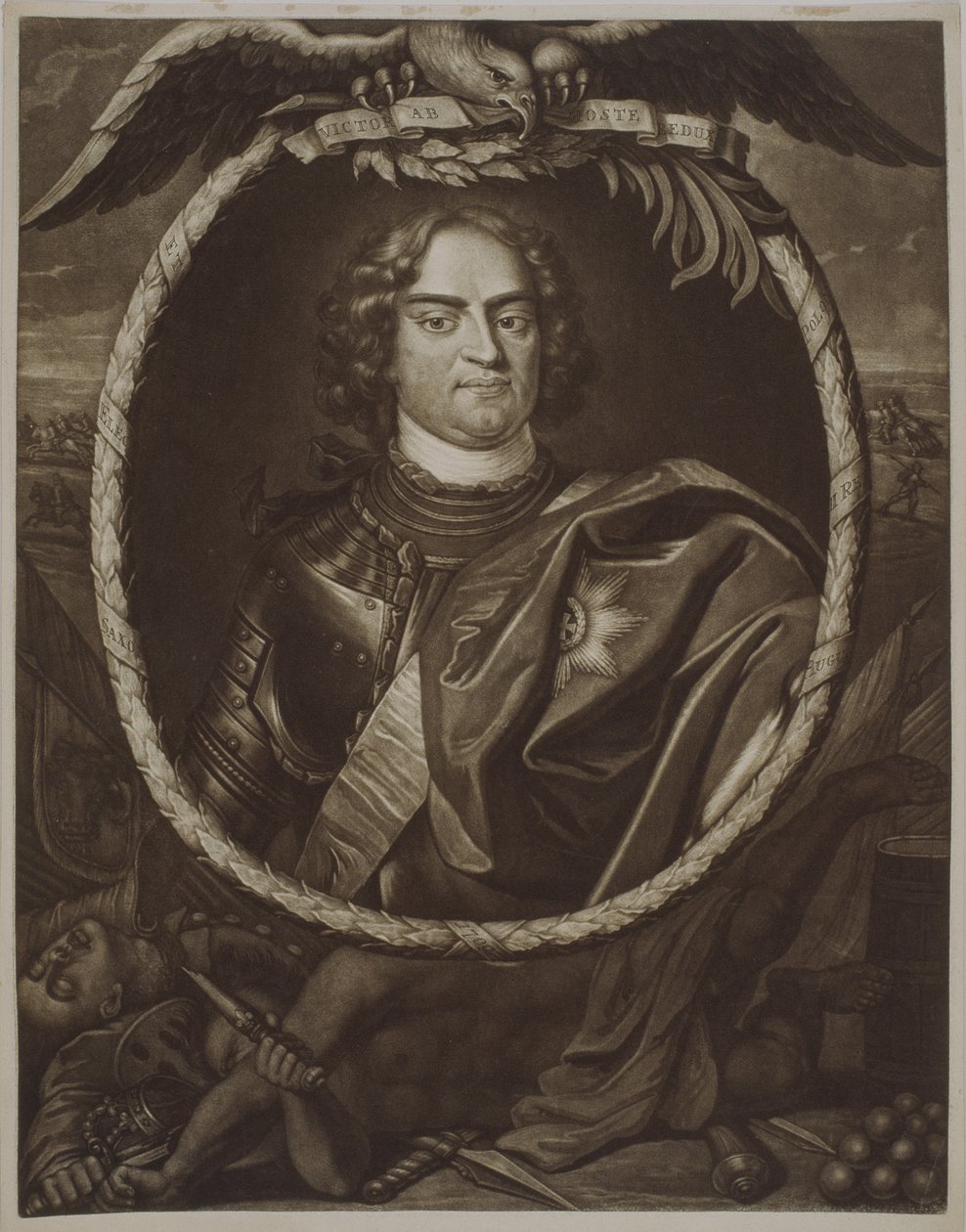 Augustus II (1670-1733) kung av Polen, 1709 av Pieter Schenk
