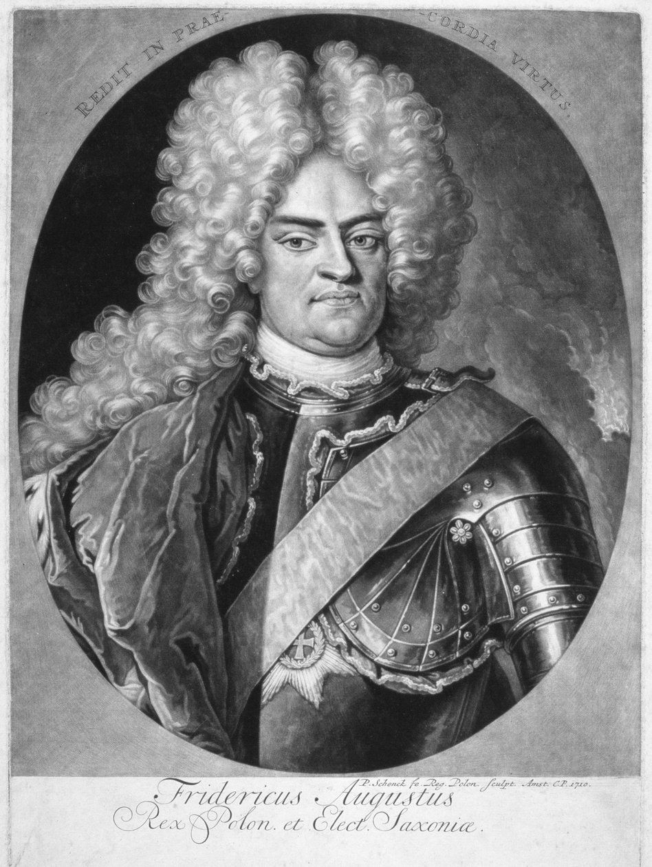 Augustus II (1670-1733) kung av Polen, 1710 av Pieter Schenk
