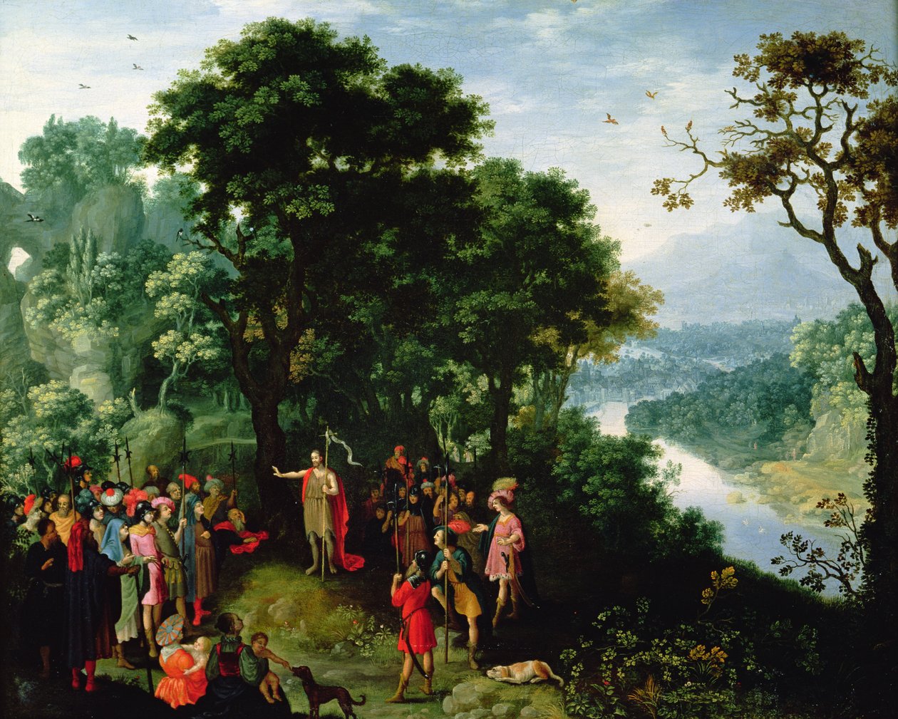 Johannes Döparen predikar i vildmarken av Pieter Schoubroeck