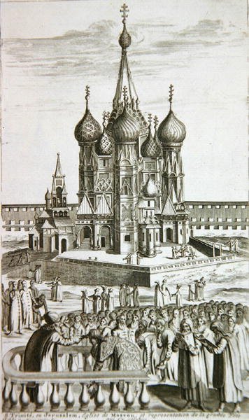 Sainte Trinite, eller Jerusalem, Moskvas kyrka, från La Galerie Agreable du Monde, 1729 av Pieter Van der Aa