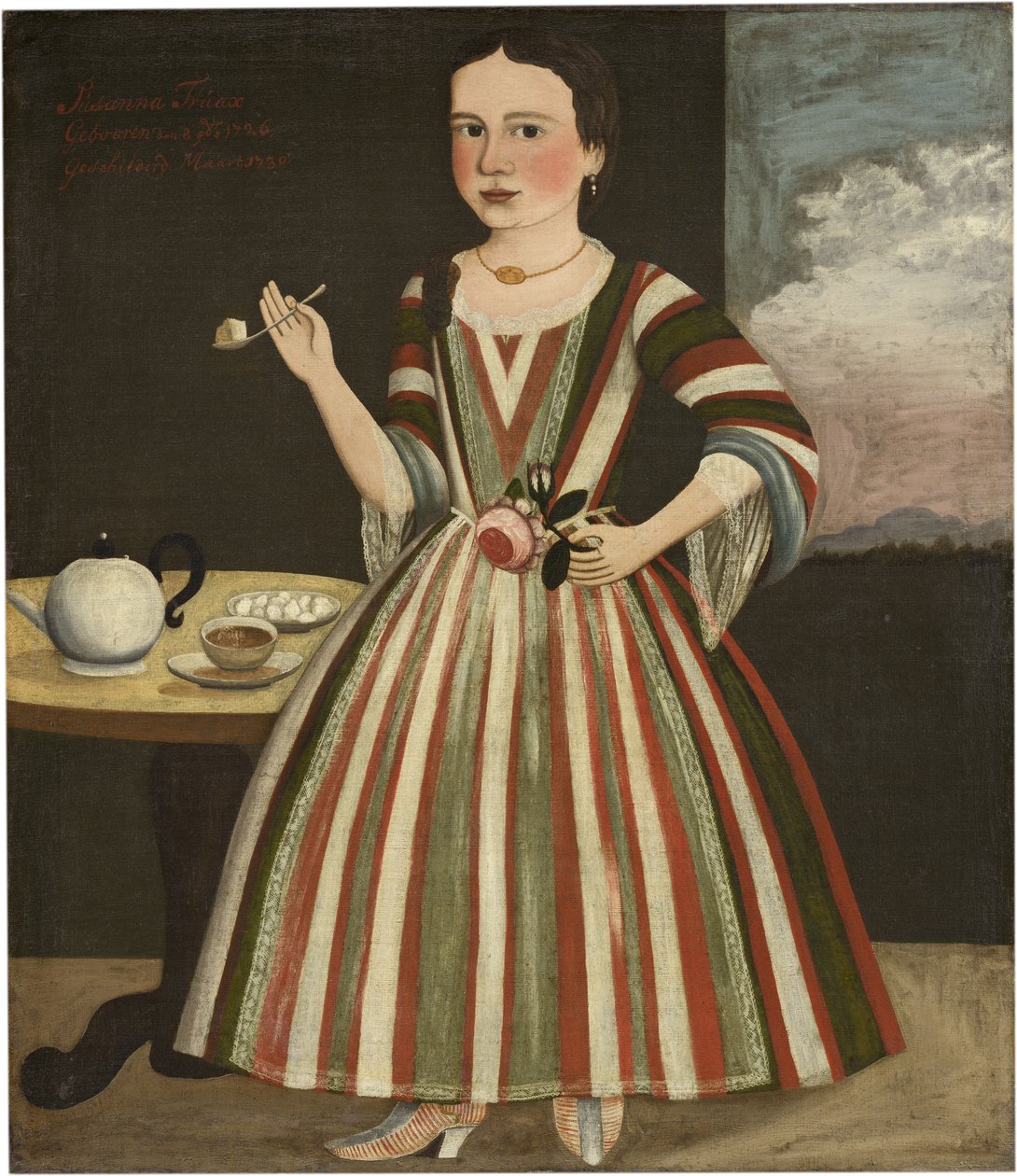 Susanna Truax, 1730 (olja på sängen tickar) av Pieter Vanderlyn