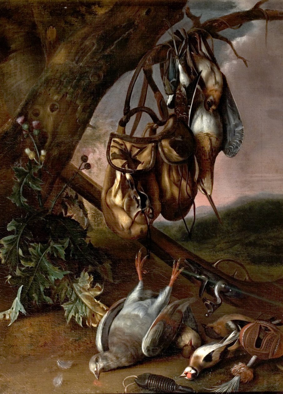 Stilleben med dött vilt (duva och andra fåglar) av Pieter Withoos