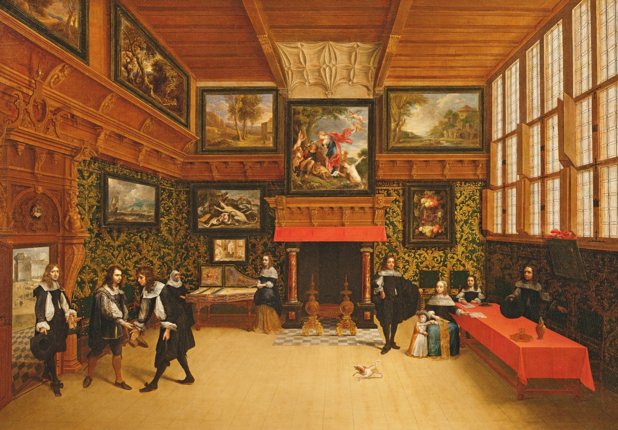 En gentleman som tar emot en besökare, 1650 av Pieter and Coques, Gonzales Neefs II
