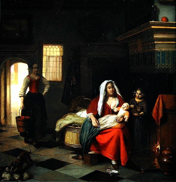 En interiör med en mamma och hennes barn av Pieter de Hooch