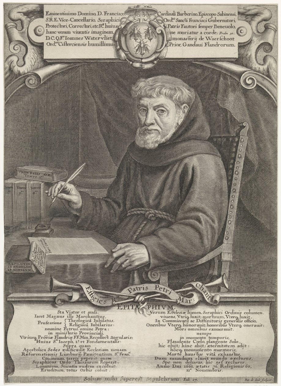 Portrait of Pierre Marchant engraved by Pieter de Jode II av Pieter de Jode II
