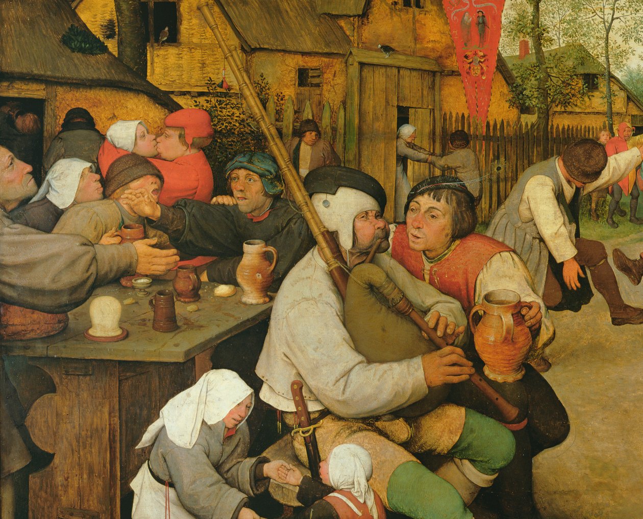 Bonddans, 1568 olja på paneldetalj av 68947 och 186442 av Pieter Bruegel the Elder