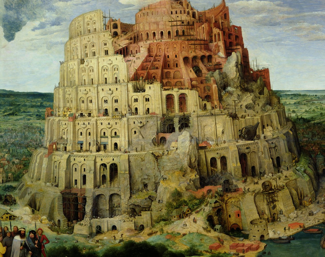 Babels torn, 1563 olja på paneldetalj av 345 av Pieter Bruegel the Elder