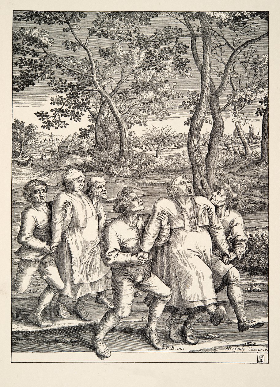 Två grupper av bönder efter pilgrimsfärden av epilepsi, c.1642 av Pieter Bruegel the Elder