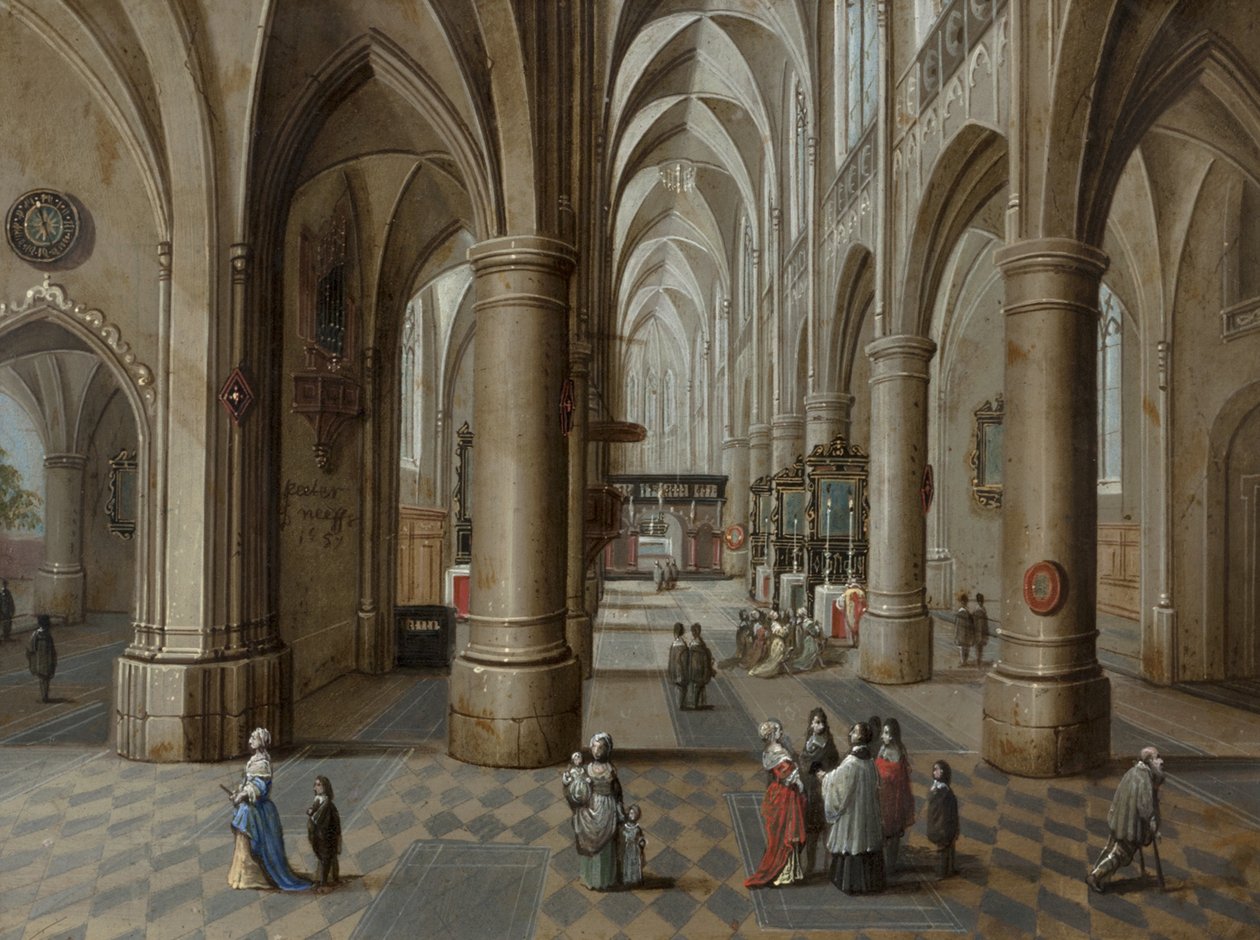 En katedrals interiör, 1657 av Pieter the Elder Neeffs