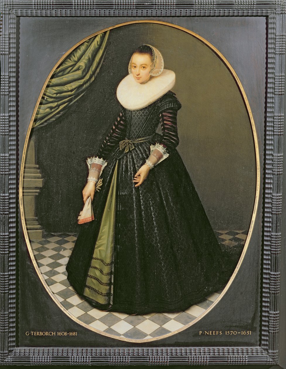 Ovalt porträtt av en dam av Pieter the Elder Neefs
