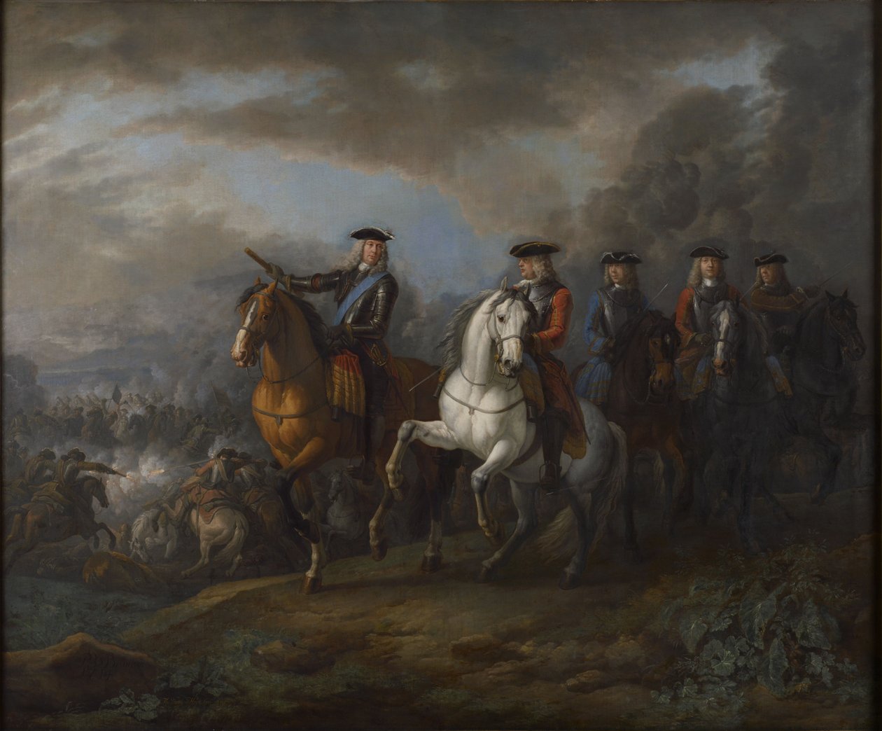 Porträtt av hertigen av Marlborough och jarlen av Cadogan, brittisk general, i Blenheim av Pieter van Bloemen