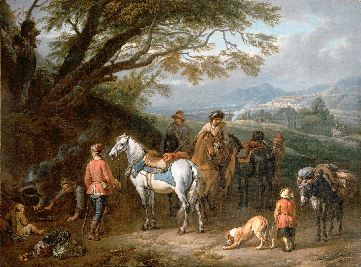 Resenärer som vilar av Pieter van Bloemen