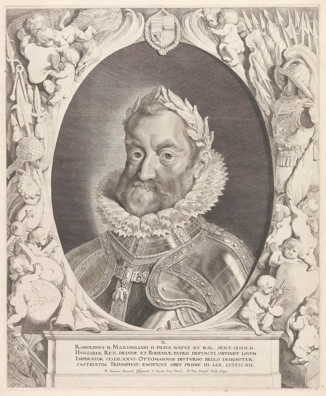 Porträtt av kejsaren Rudolph II med en lagerkrans av Pieter van Sompel