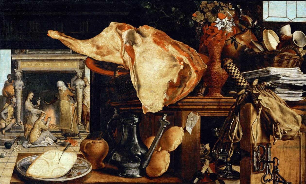 Fåfänga stilleben (Kristus i huset av Martha och Maria) - Pieter Aertsen (dit Lange Pier) (1508-1575). Olja på trä av Pieter Aertsen