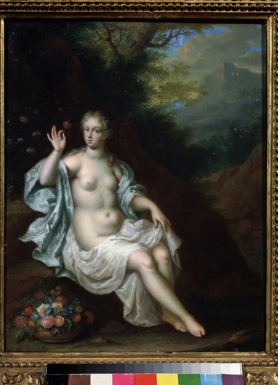 ""Porträtt av Nymph Flore"" (Flora) Målning av Pieter Born (Borm) (1650-1682) Privata samlingar från 1600-talet av Pushkin-museet, Moskva av Pieter Borm