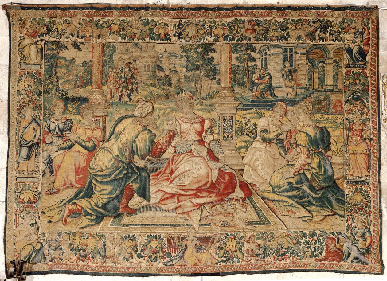 Mark Antony och Cleopatra Tapestry av Pieter (attr. to) Coecke van Aelst
