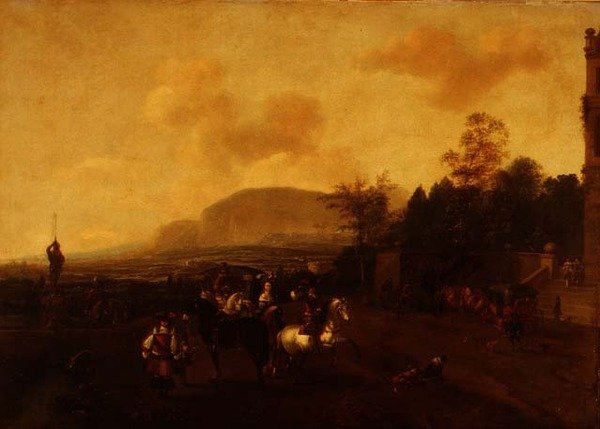 Ett Hawkingparty av Pieter (circle of) Wouwermans