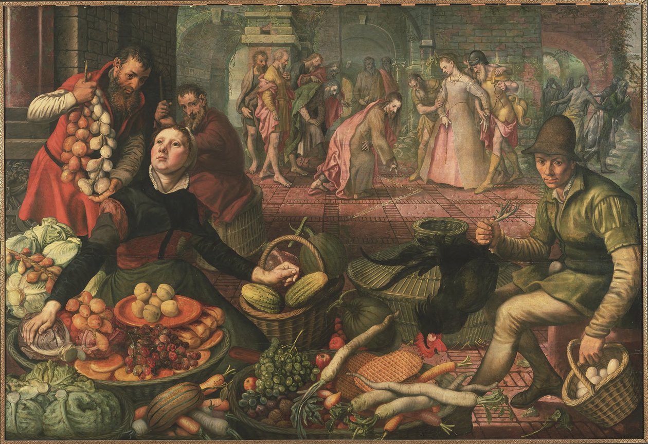 Kristus och kvinnan som ertappades med äktenskapsbrott av Pieter Aertsen