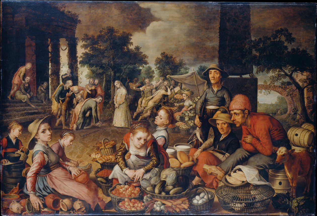 Marknadsscen med Kristus och äktenskapsbryterskan av Pieter Aertsen