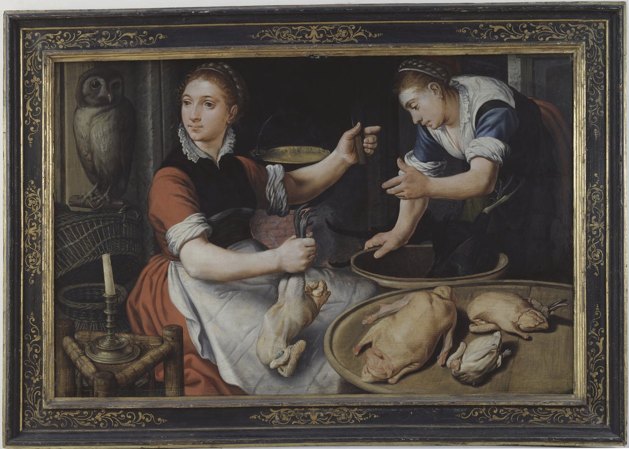 Två kvinnor som lagar mat av Pieter Aertsen