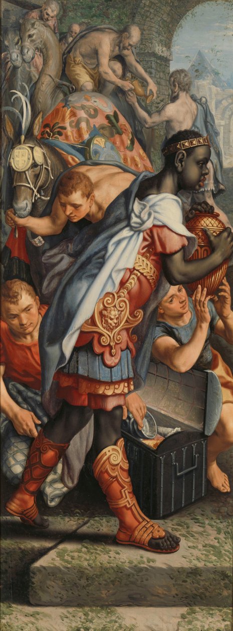 Vinge av en altartavla med tillbedjan av magi, på baksidan är Presentation in the Temple av Pieter Aertsen