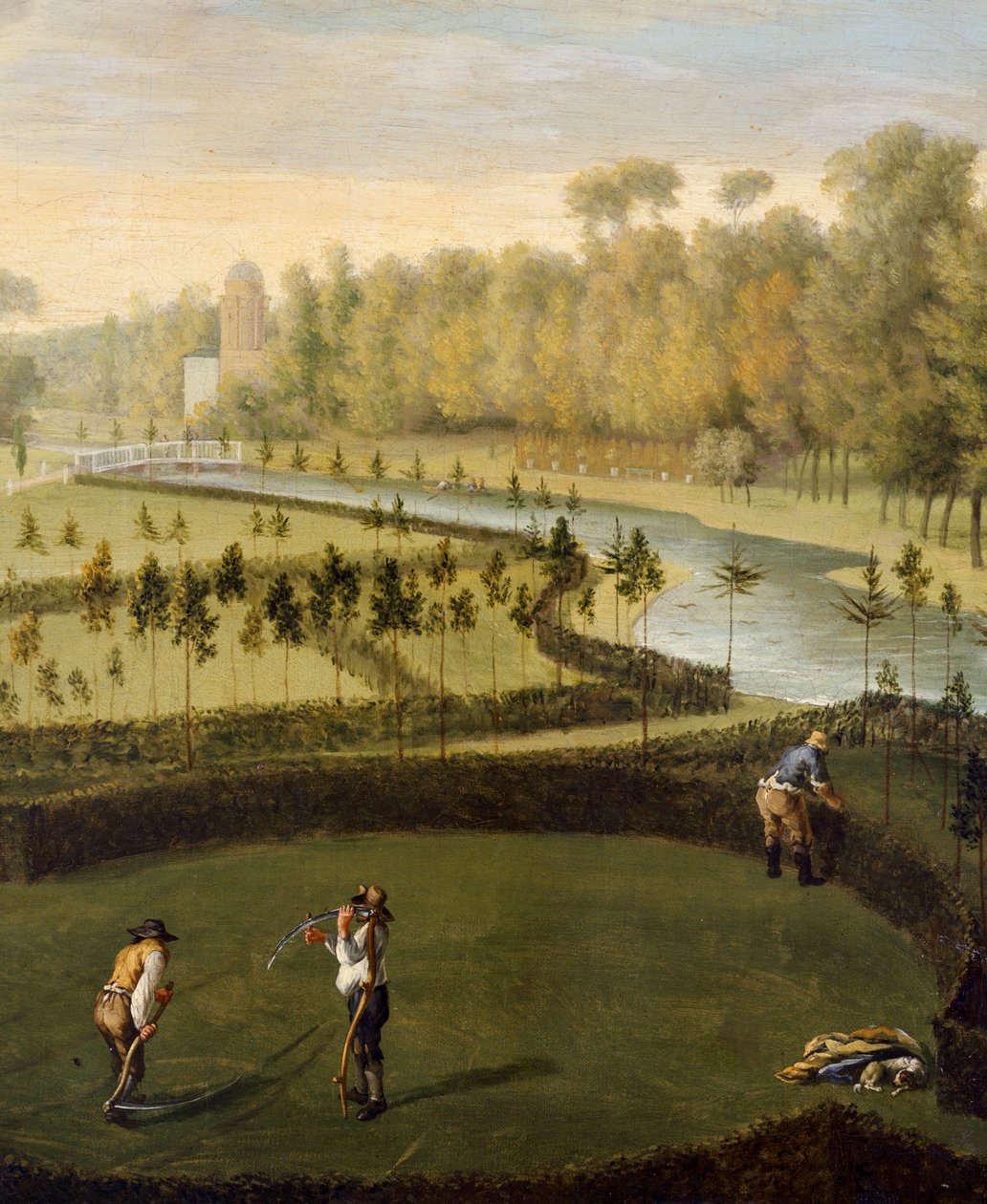 The Gardens at Chiswick House from the West (detalj av 369420) (olja på panel) av Pieter Andreas Rysbrack