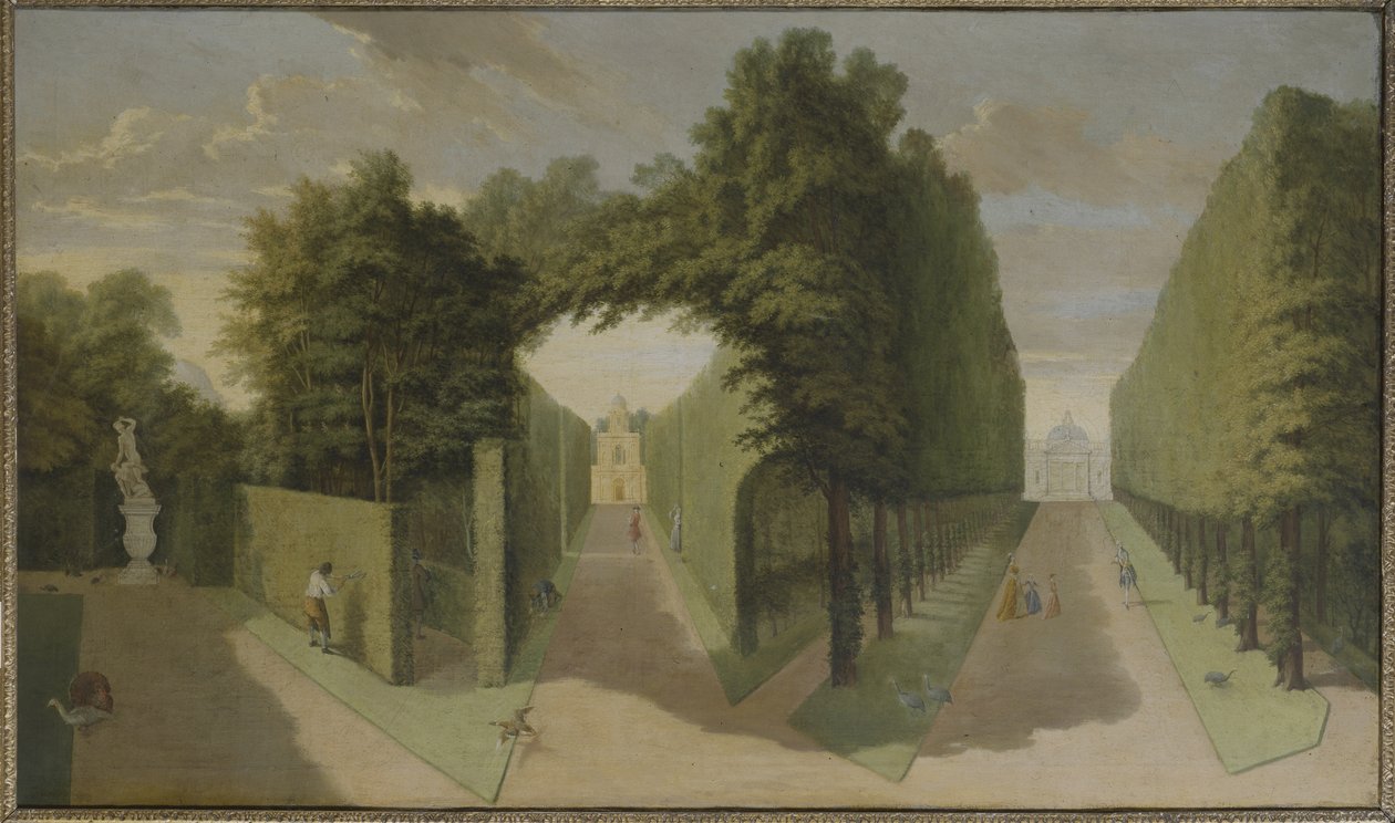 Utsikt över gränderna Bagnio och Comed Building, Chiswick Villa (olja på duk) av Pieter Andreas Rysbrack