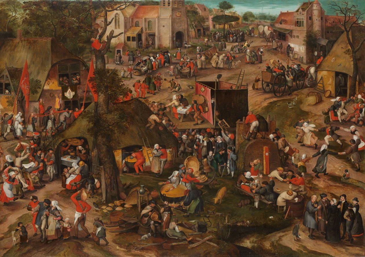 En flamländsk Kermis med en framförande av farsen "Een cluyte van Plaeyerwater", ca. 1570 av Pieter Balten