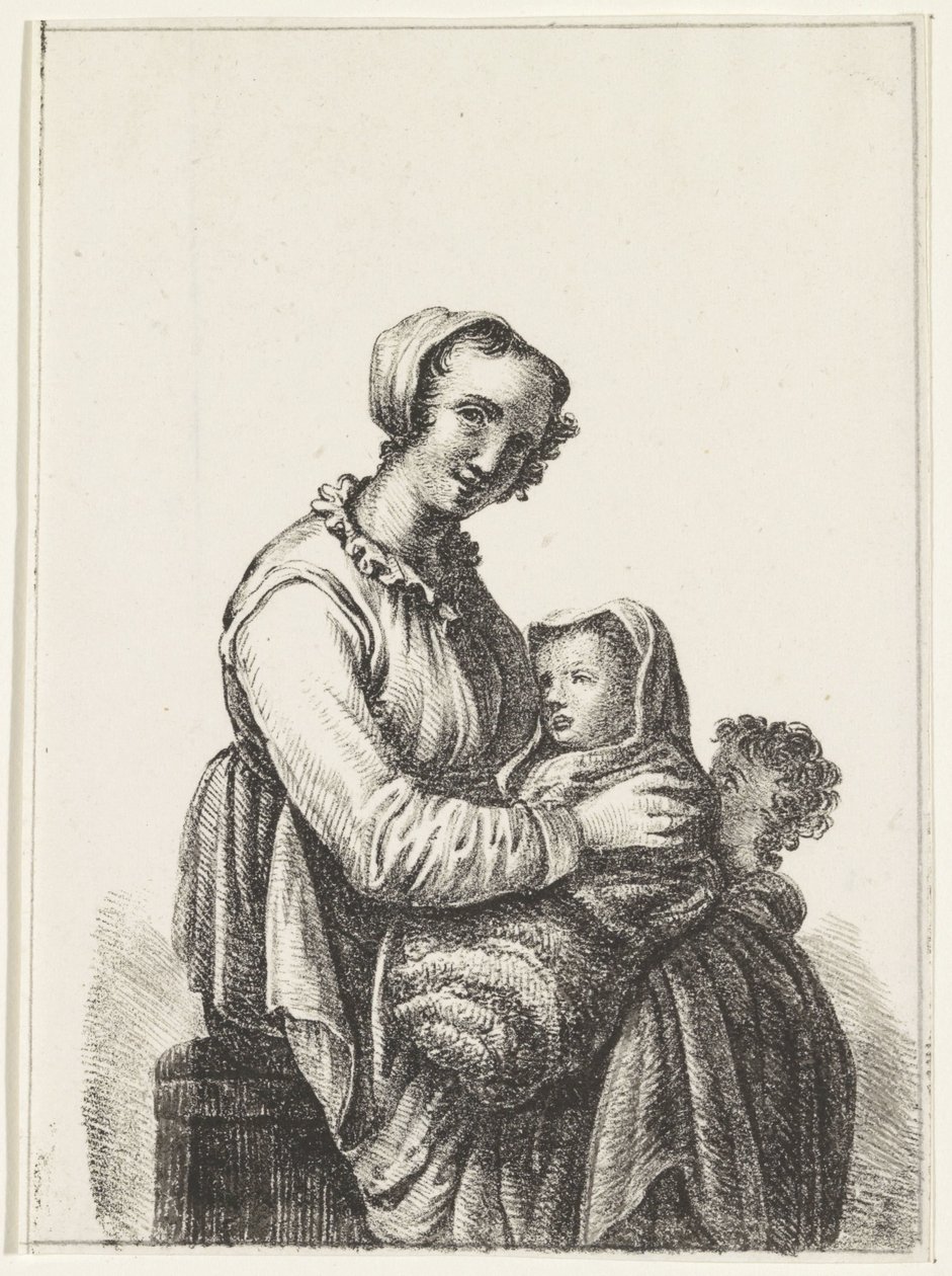 Mamma med baby och toddler av Pieter Bartholomeusz. Barbiers