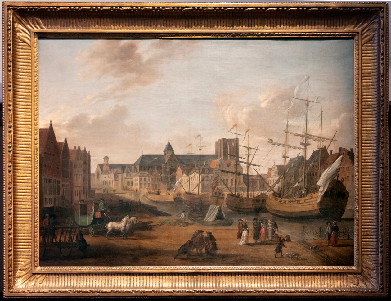 Utsikt över Korenlei och Graslei i Gent, Pieter Benedictus de Maere av Pieter Benedictus De Maere