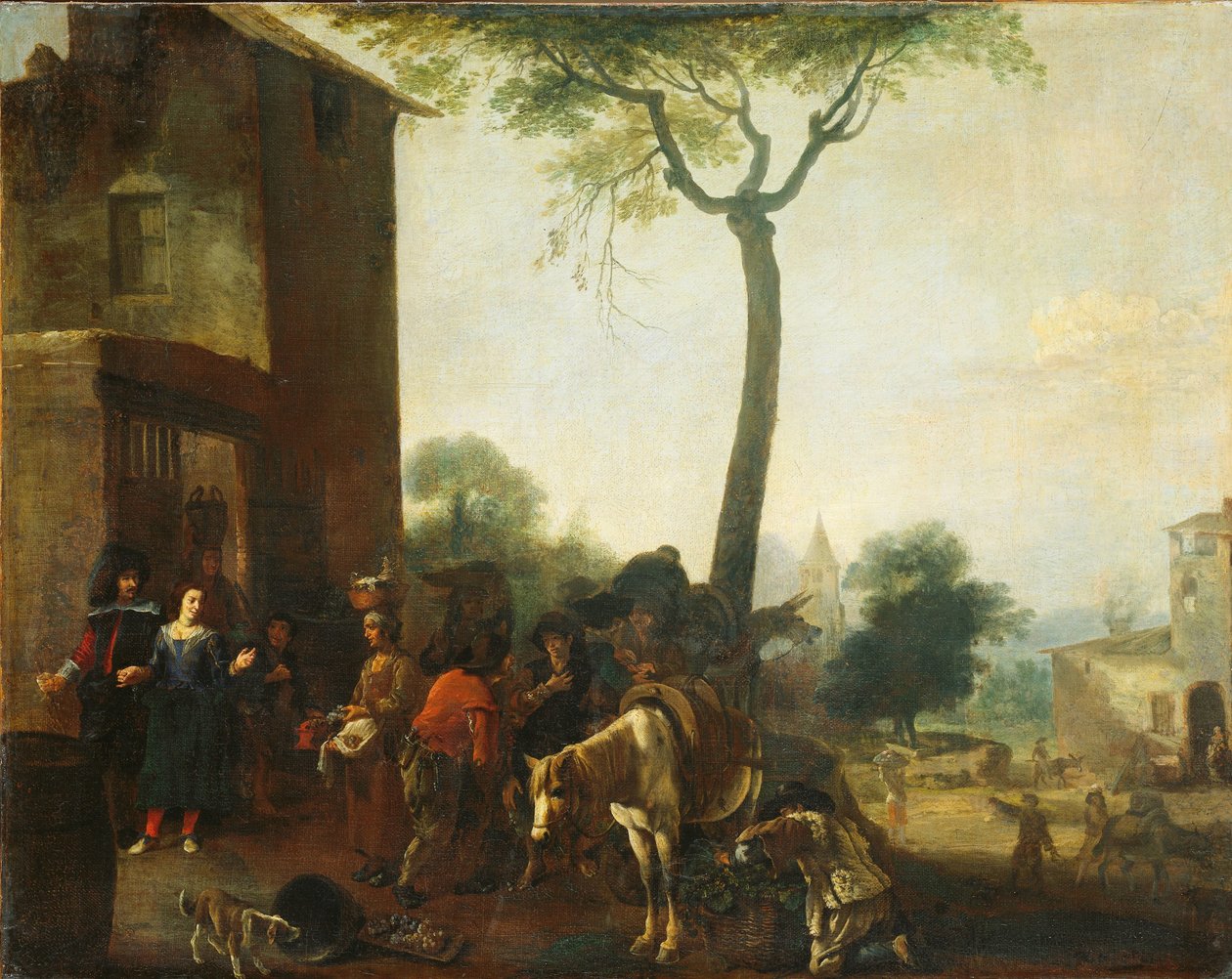 Skörda vinstockarna av Pieter Bodding van Laer (manner of)