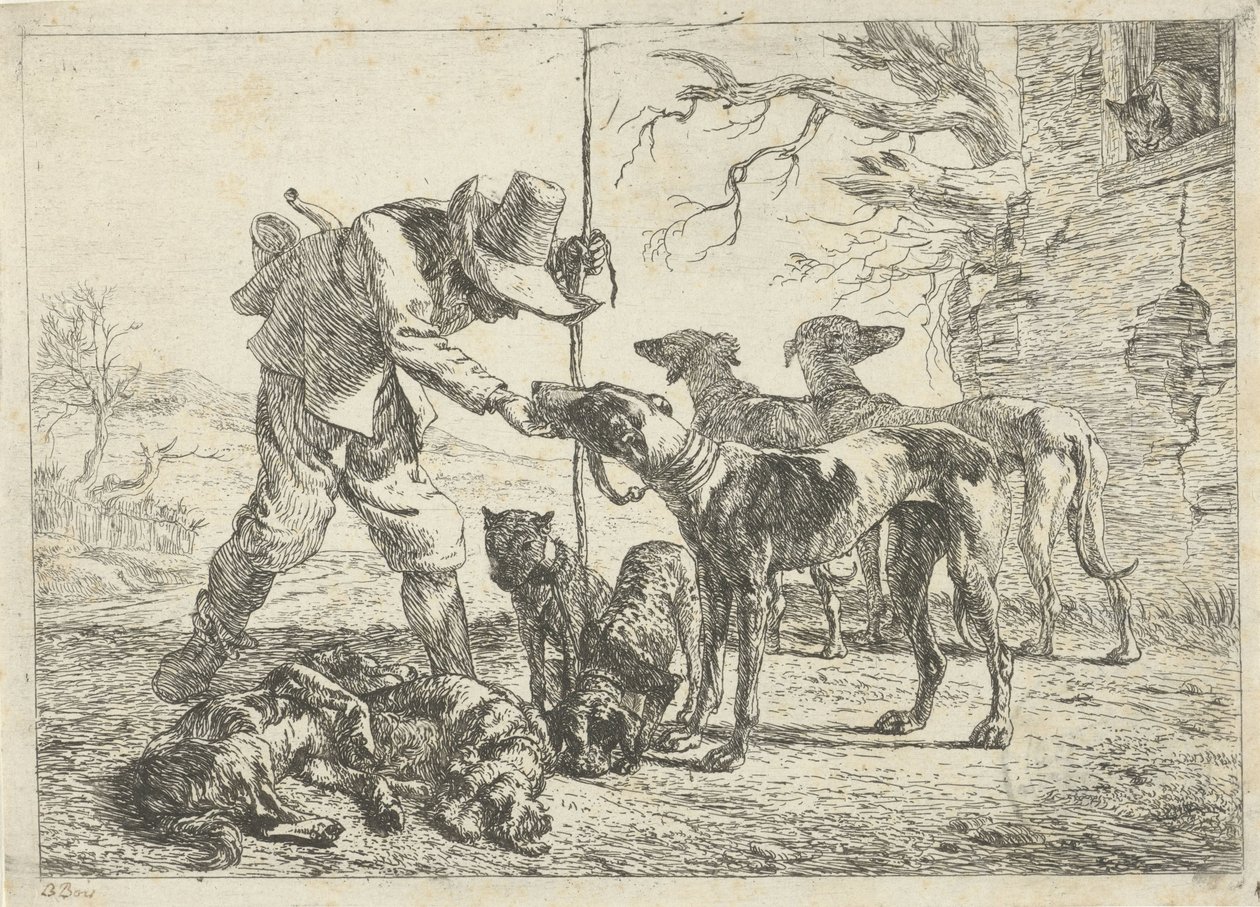 Jägare med sju hundar Olika djur (serietitel) av Pieter Bodding van Laer