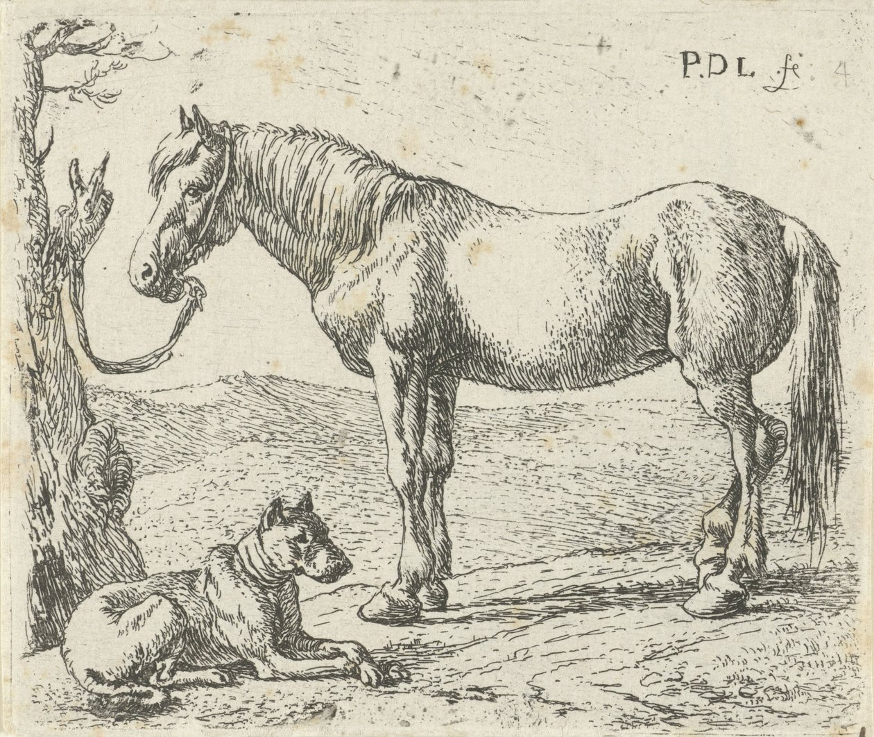 Häst och hund på en äng Hästar (serietitel) av Pieter Bodding van Laer