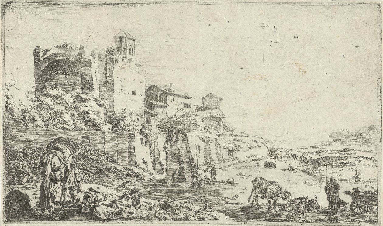 Ruinerna av Venustemplet och Roma av Pieter Bodding van Laer