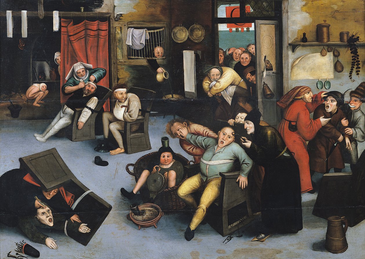 Att skära ut galenskapens sten eller en operation på huvudet av Pieter Bruegel the Elder