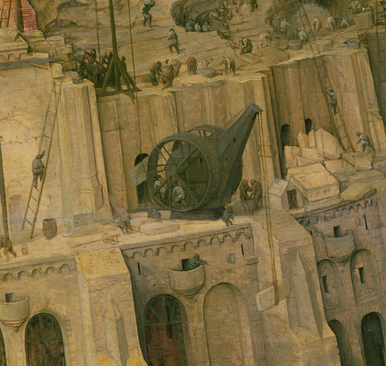 Babels torn, detalj av byggnadsarbetet, 1563 (detalj av 345) av Pieter Bruegel the Elder
