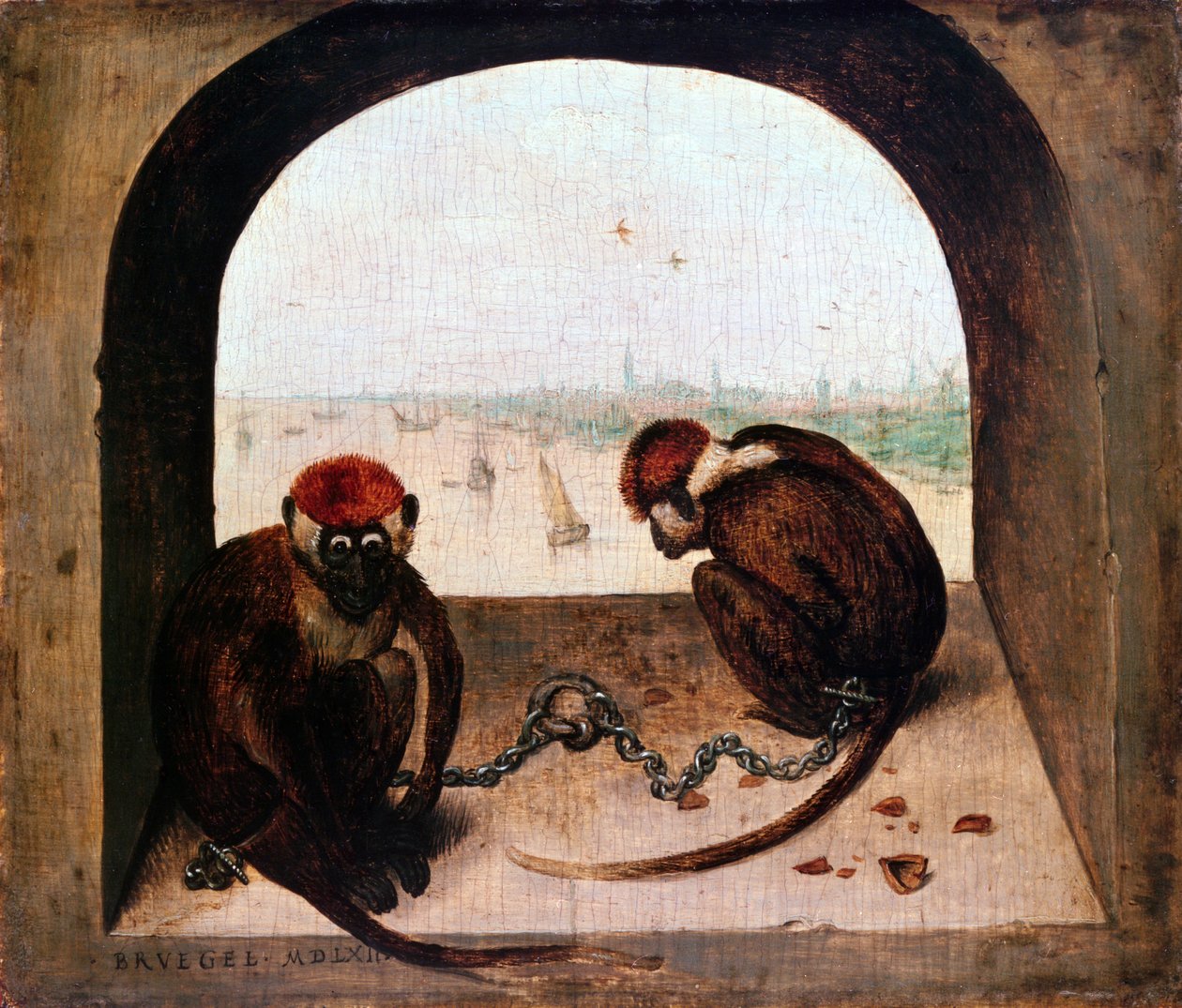 Två apor, 1562 av Pieter Bruegel the Elder