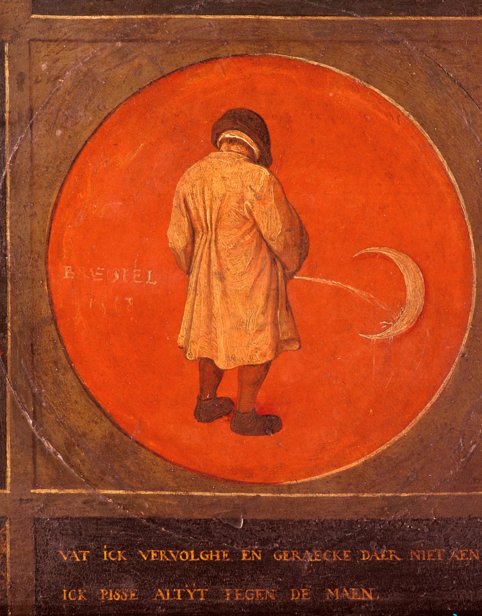 Vad jag än gör, ångrar jag mig inte, jag fortsätter att pissa mot månen, c1558-1560 av Pieter Bruegel the Elder