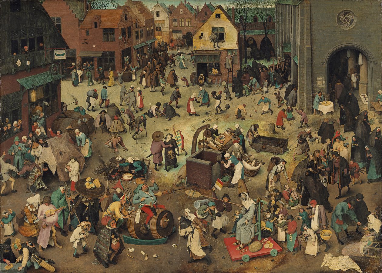 Tyska: Kampf zwischen Fasching und Fasten Kampen mellan karnevalen och fastan av Pieter Brueghel the Elder