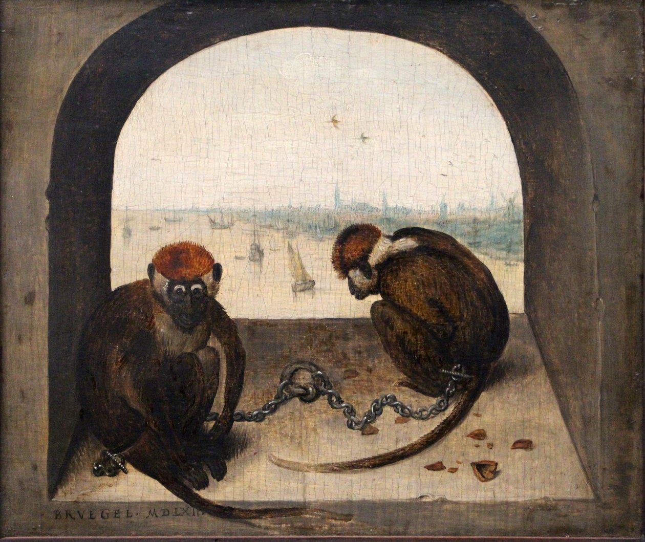 Tyska: Zwei angekettete Affen Två kedjade apor av Pieter Brueghel the Elder