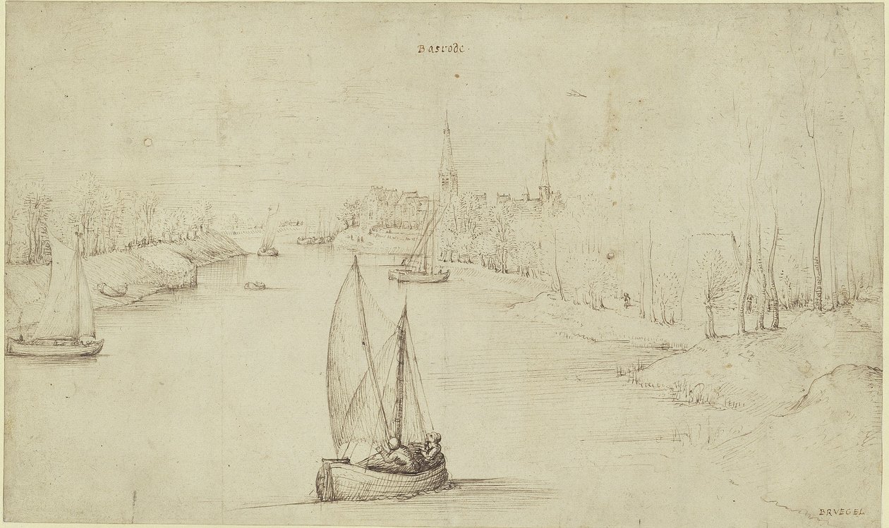Pieter Bruegel (den äldre) - Flodlandskapet Basrode (Baasrode), KdZ 5763 av Pieter Brueghel the Elder