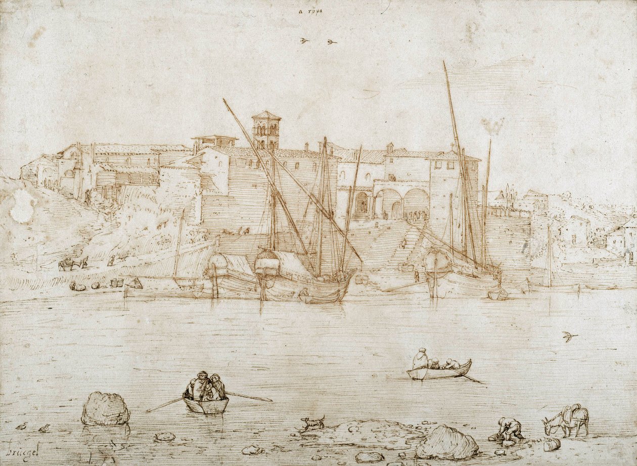 Utsikt över Ripa Grande i Rom av Pieter Brueghel the Elder