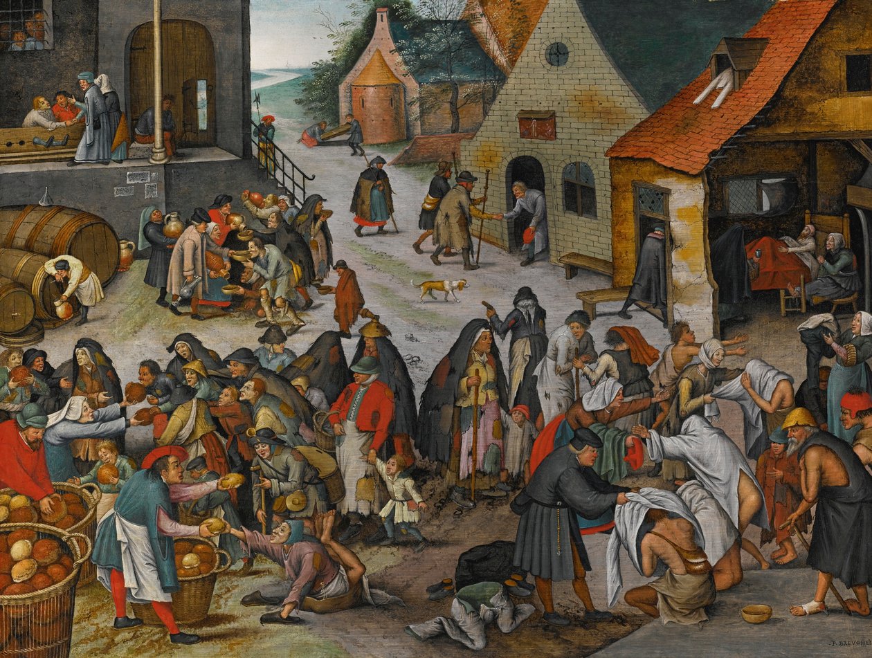 PIETER BRUEGHEL DEN YNGRE DE SJU BARMHÄRTIGHETSGÄRNINGARNA av Pieter Brueghel the Younger