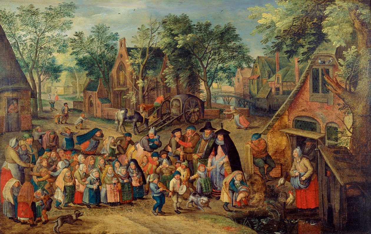Pingstbrudspelet, ca. 1620 av Pieter Brueghel the Younger
