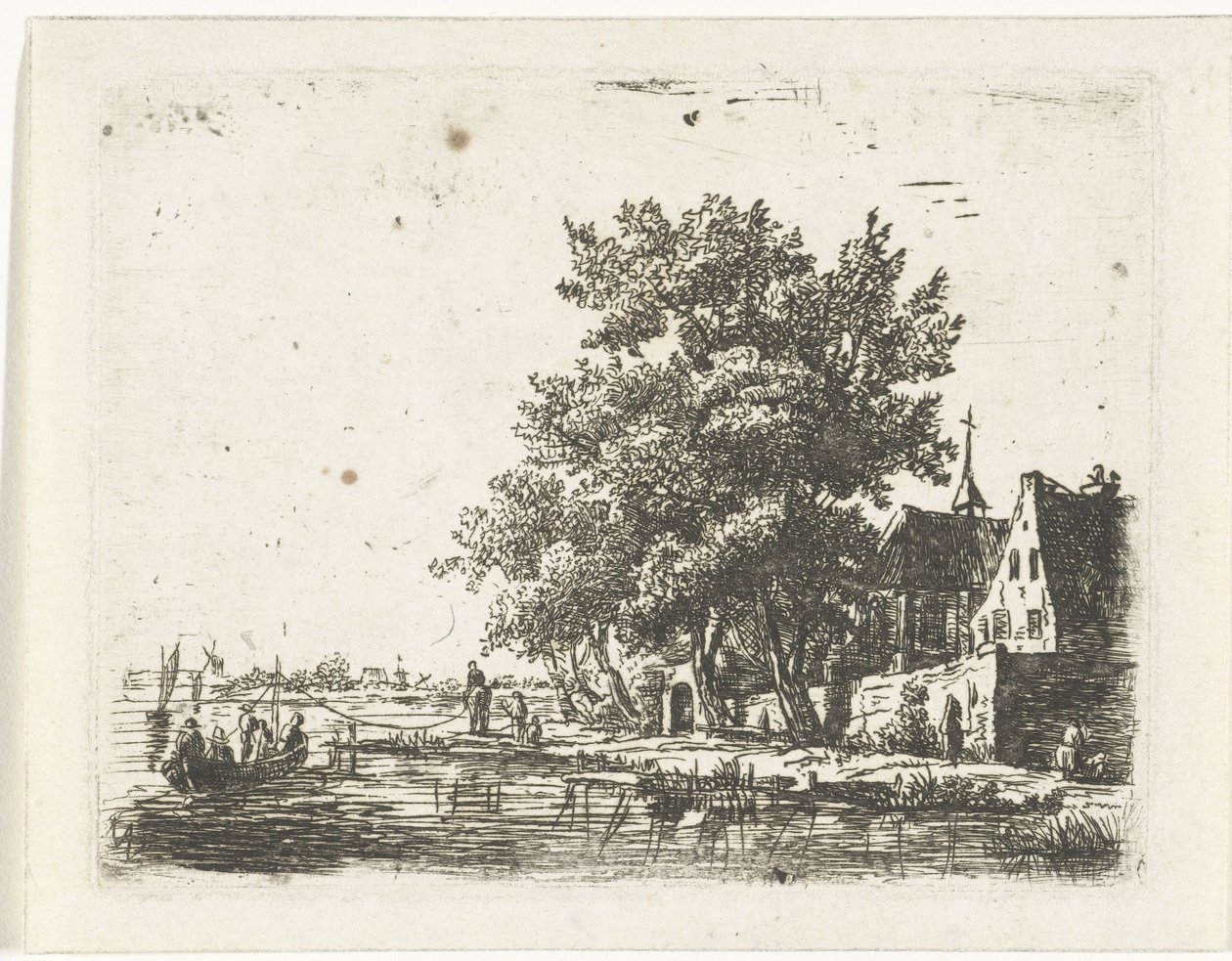 Bogserpråm vid ett kloster av Pieter Casper Christ