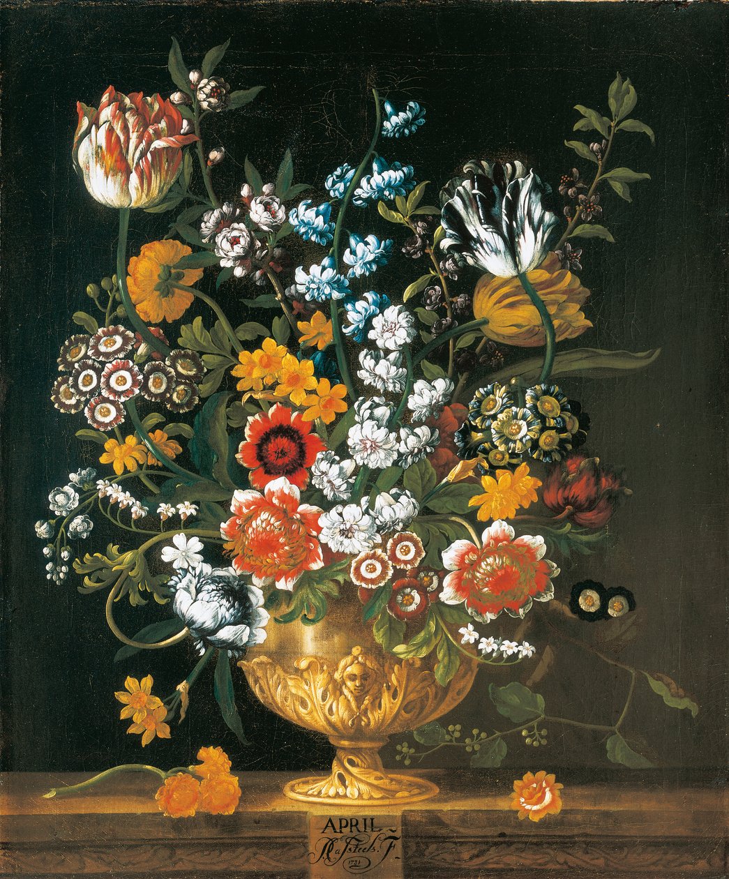 April, från The Twelve Months of Flowers, en blomkalender med stilleben av Pieter Casteels